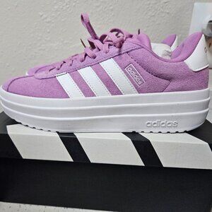 Adidas VL court bold size 6.5 womens platform sneaker purple/white new